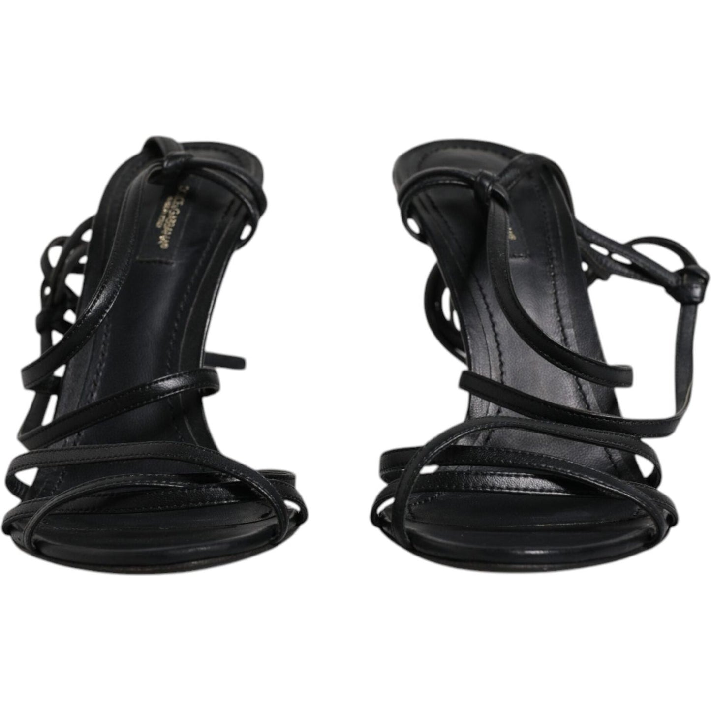 Dolce & Gabbana Black Leather High Heels Keira Sandals Shoes Dolce & Gabbana Black