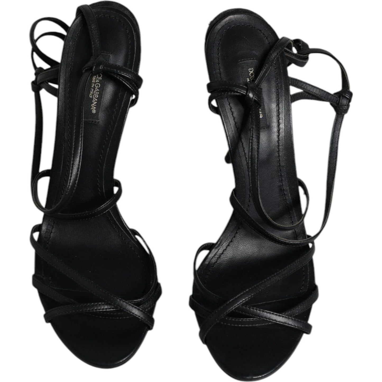 Dolce & Gabbana Black Leather High Heels Keira Sandals Shoes Dolce & Gabbana Black