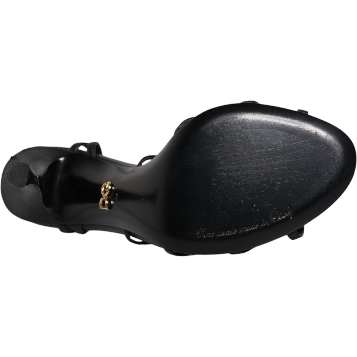 Dolce & Gabbana Black Leather High Heels Keira Sandals Shoes Dolce & Gabbana Dark Slate Gray