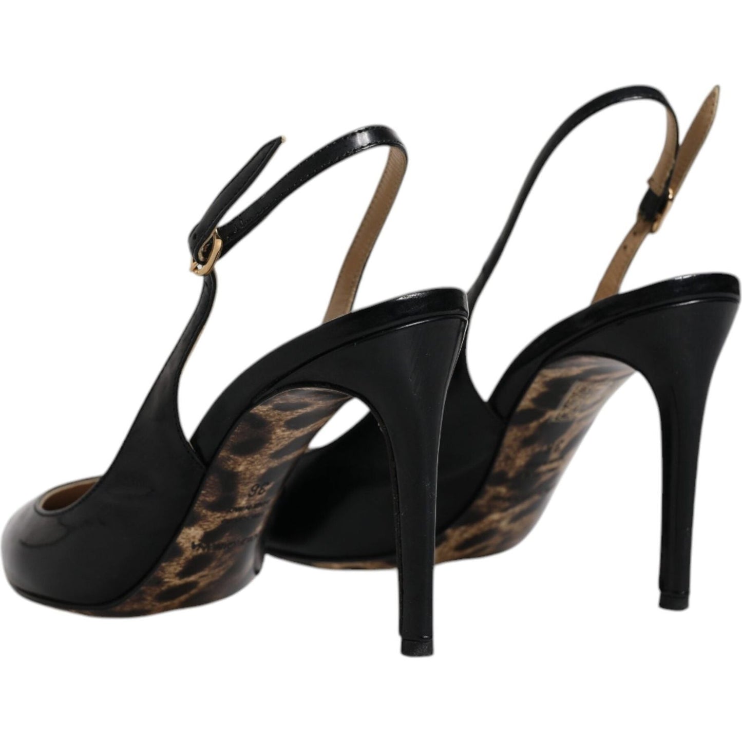 Dolce & Gabbana Black Leather High Heels Slingbacks Shoes Dolce & Gabbana Black