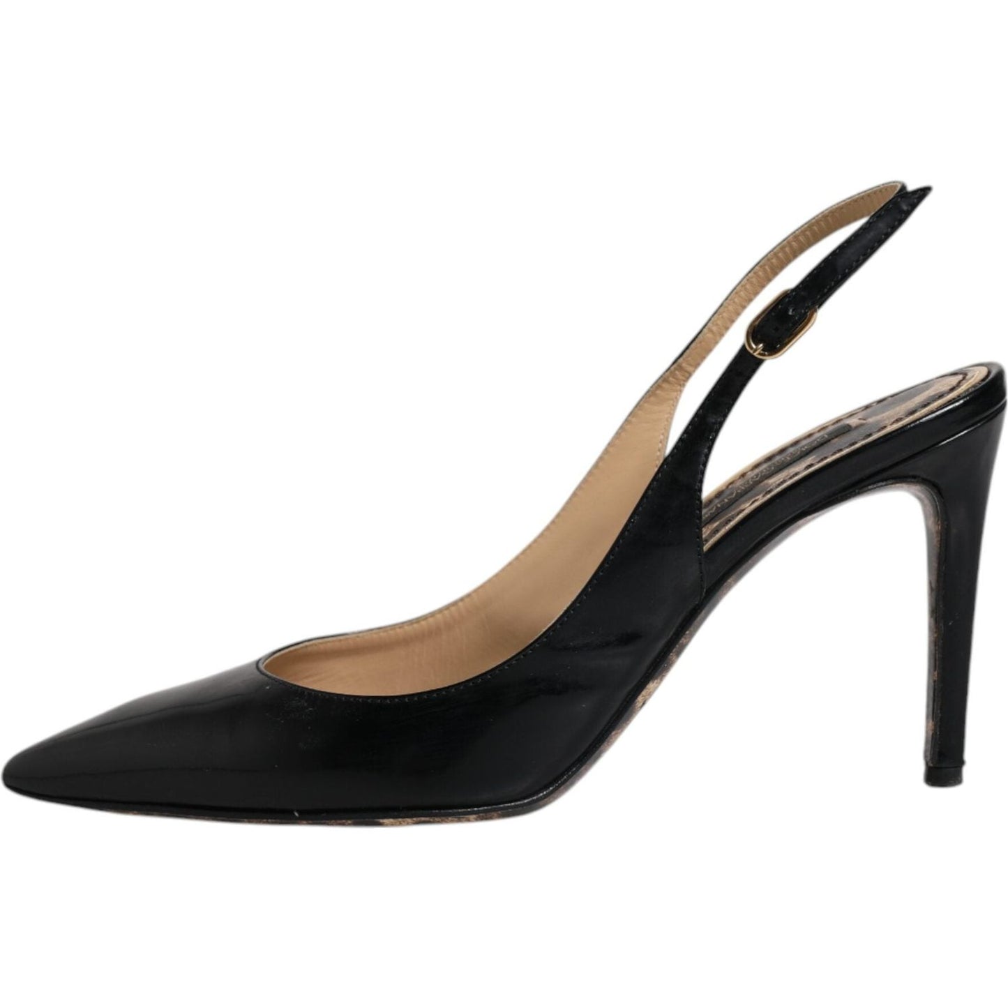 Dolce & Gabbana Black Leather High Heels Slingbacks Shoes Dolce & Gabbana Rosy Brown