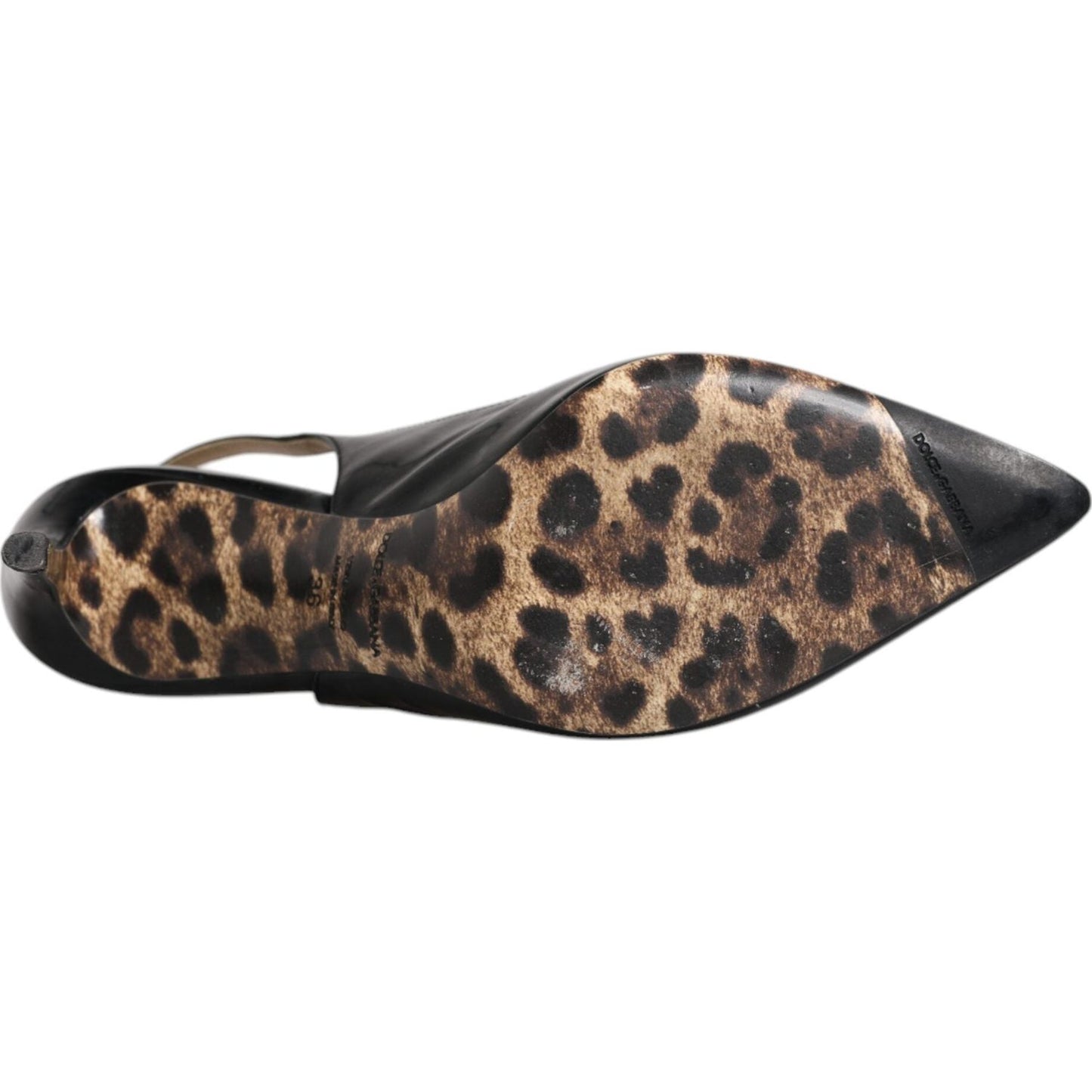 Dolce & Gabbana Black Leather High Heels Slingbacks Shoes Dolce & Gabbana Dark Slate Gray