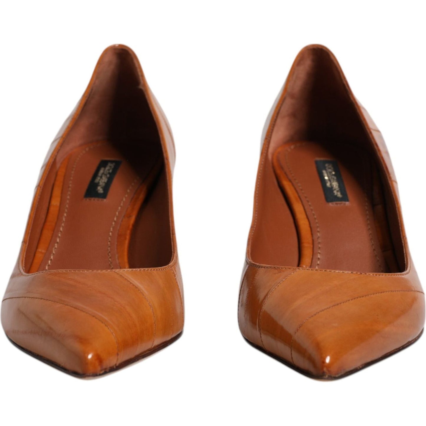 Dolce & Gabbana Dolce & Gabbana Brown Leather Kitten Heels Pumps Shoes LA12011-38 1728,67345645728,Brown,Dolce & Gabbana,EU38/US7.5,Material: 100% Eel Leather,Preowned / Defect,Pumps - Women - Shoes,Shoes,Women,Women - Shoes