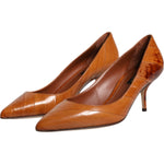 Dolce & Gabbana Dolce & Gabbana Brown Leather Kitten Heels Pumps Shoes LA12011-38 1728,67345645728,Brown,Dolce & Gabbana,EU38/US7.5,Material: 100% Eel Leather,Preowned / Defect,Pumps - Women - Shoes,Shoes,Women,Women - Shoes