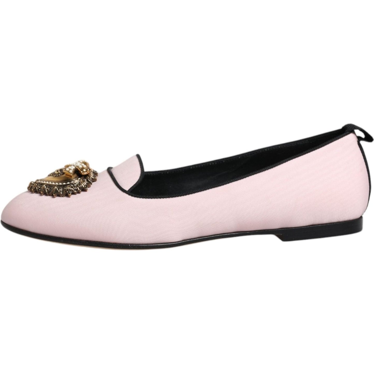 Dolce & Gabbana Light Pink Velvet Slip On Loafers Flats Shoes Dolce & Gabbana Black
