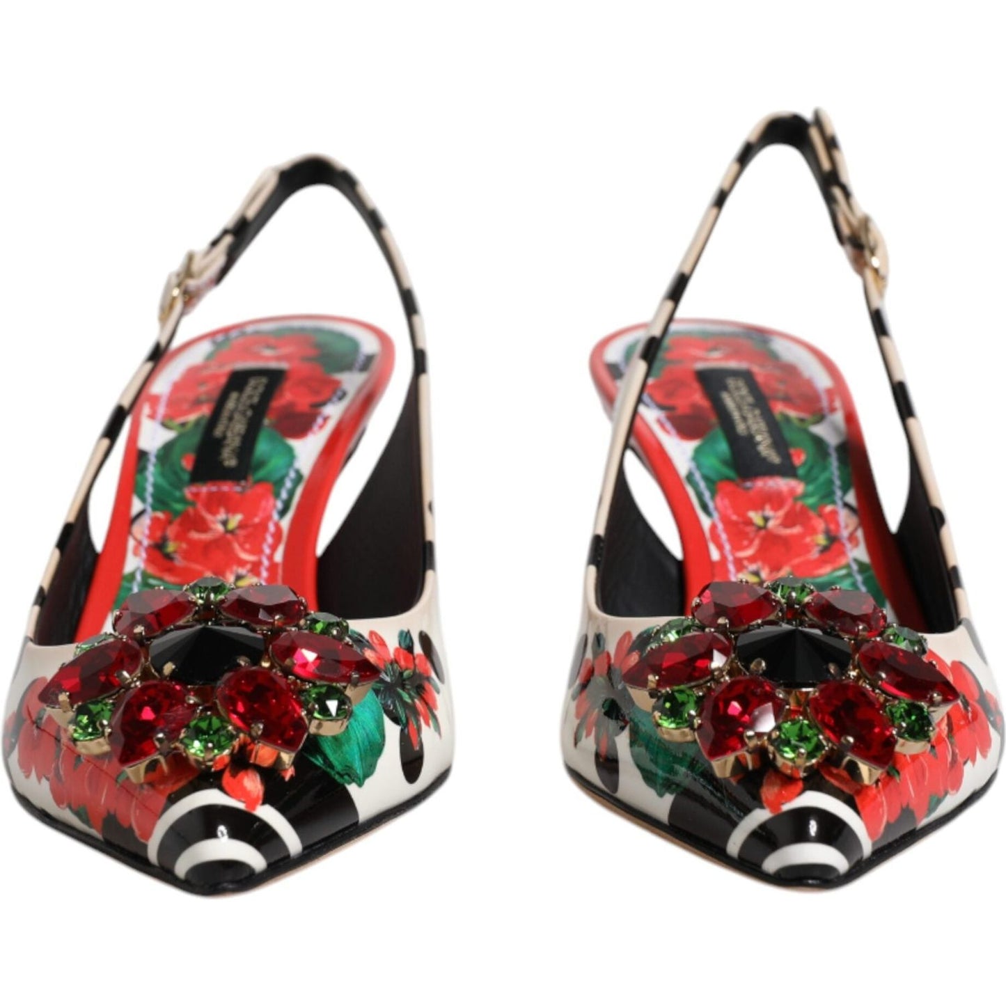 Dolce & Gabbana Multicolor Leather Crystal Heels Slingback Shoes Dolce & Gabbana Dark Salmon