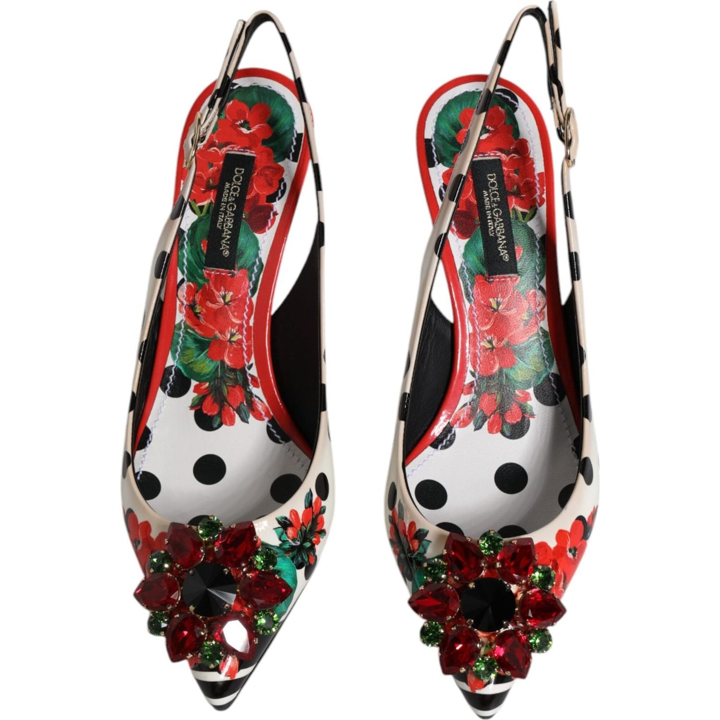 Dolce & Gabbana Multicolor Leather Crystal Heels Slingback Shoes Dolce & Gabbana Dark Slate Gray