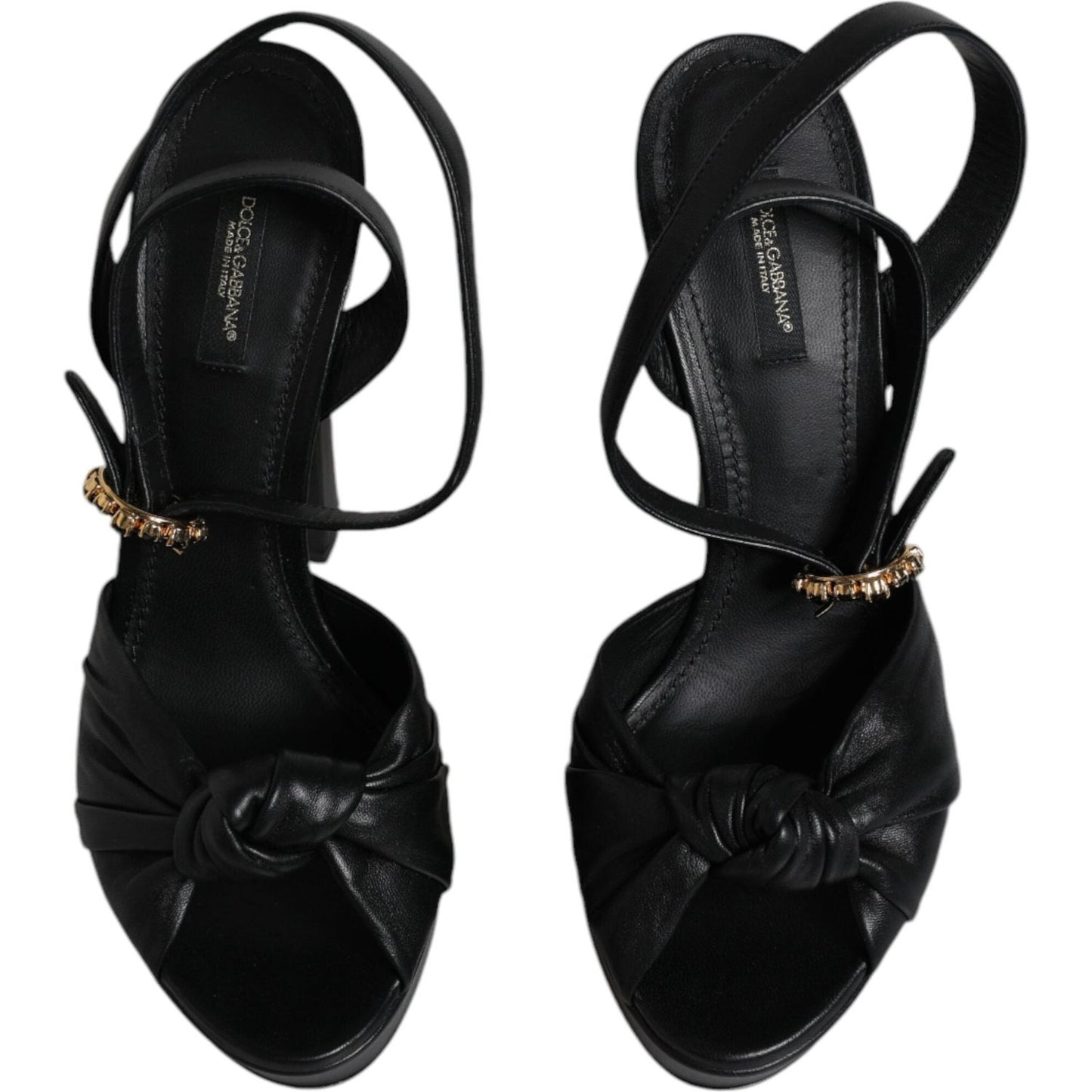 Dolce & Gabbana Black Leather Platform Heels Sandals Shoes Dolce & Gabbana Black