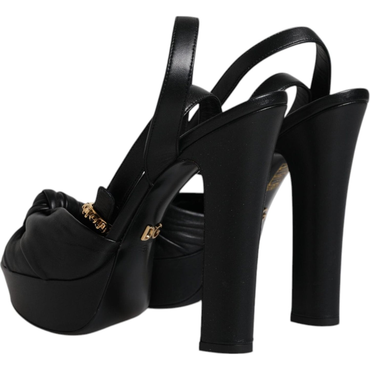 Dolce & Gabbana Black Leather Platform Heels Sandals Shoes Dolce & Gabbana Black