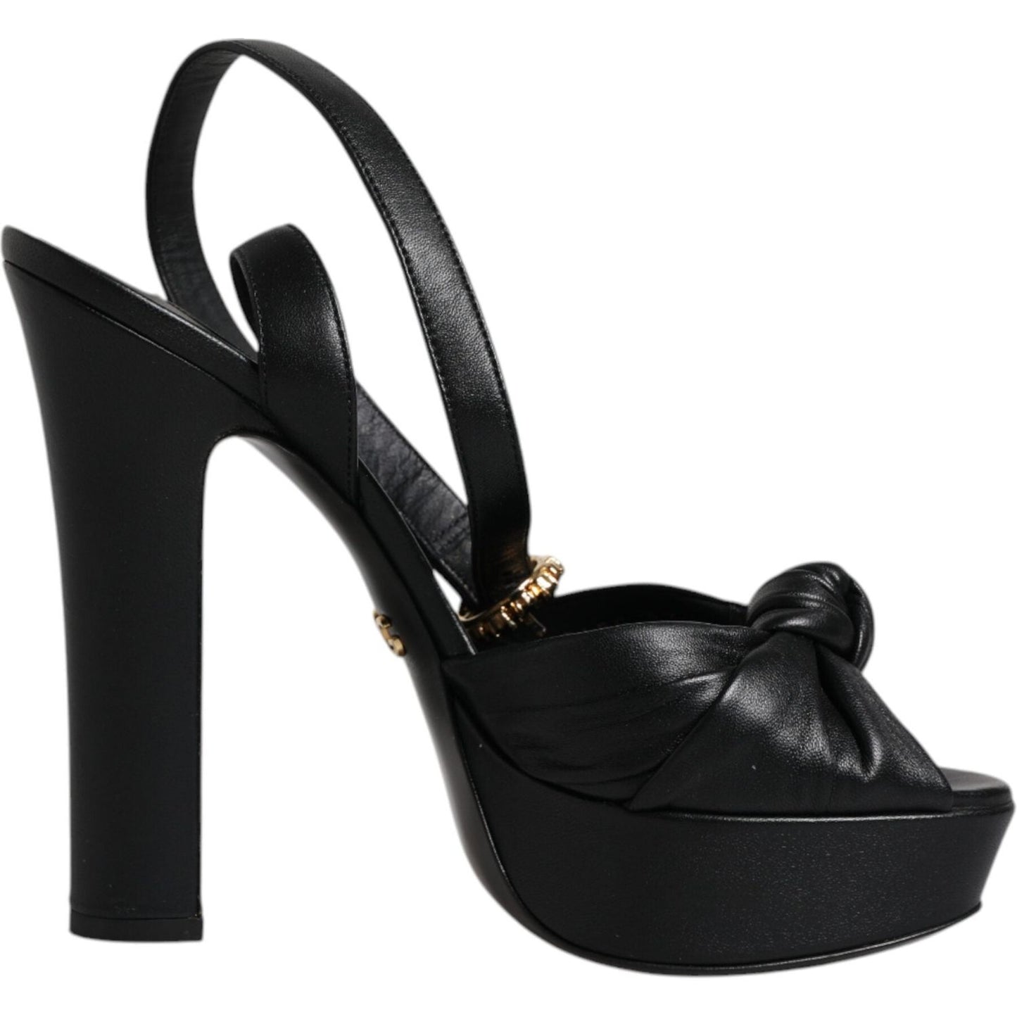 Dolce & Gabbana Black Leather Platform Heels Sandals Shoes Dolce & Gabbana Black