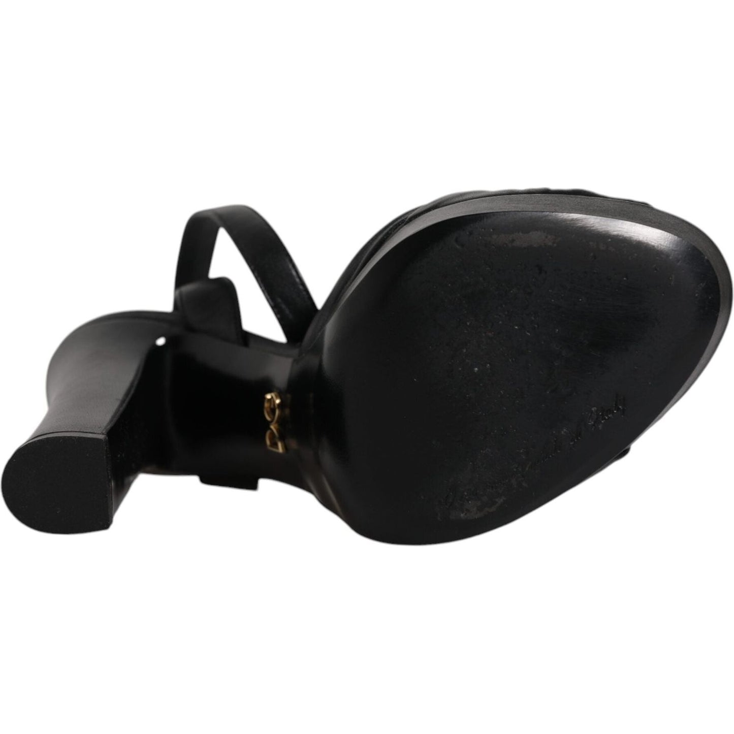 Dolce & Gabbana Black Leather Platform Heels Sandals Shoes Dolce & Gabbana Black