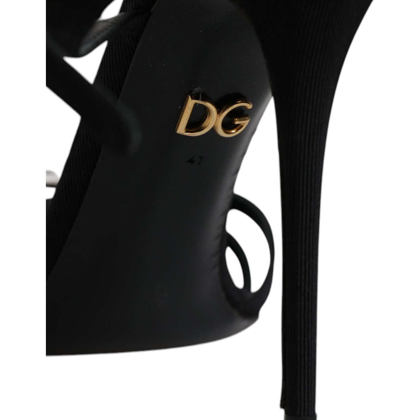 Dolce & Gabbana Black Leather Crystal Heels Sandals Shoes Dolce & Gabbana Black