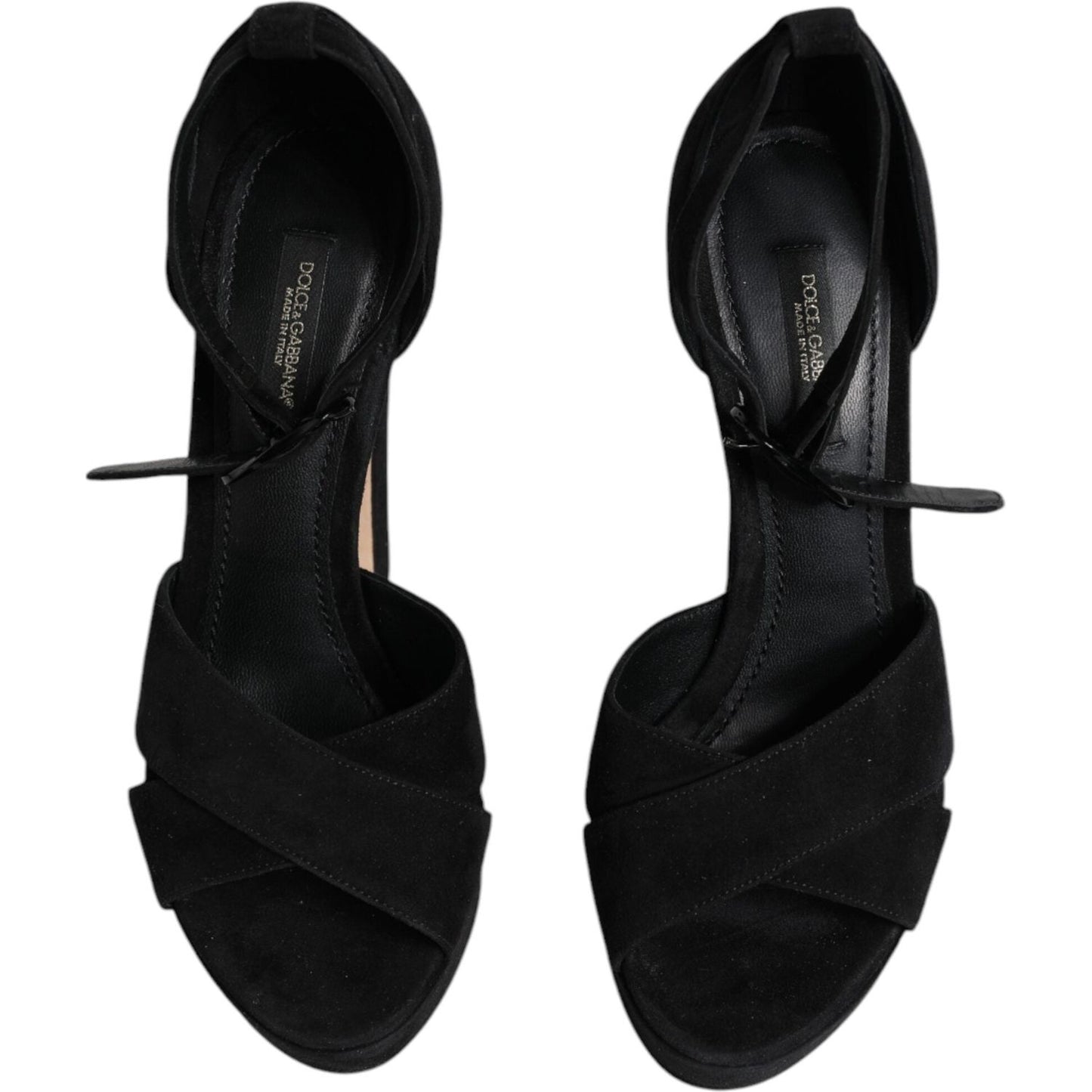 Dolce & Gabbana Black Leather Platform Heels Sandals Shoes Dolce & Gabbana Black