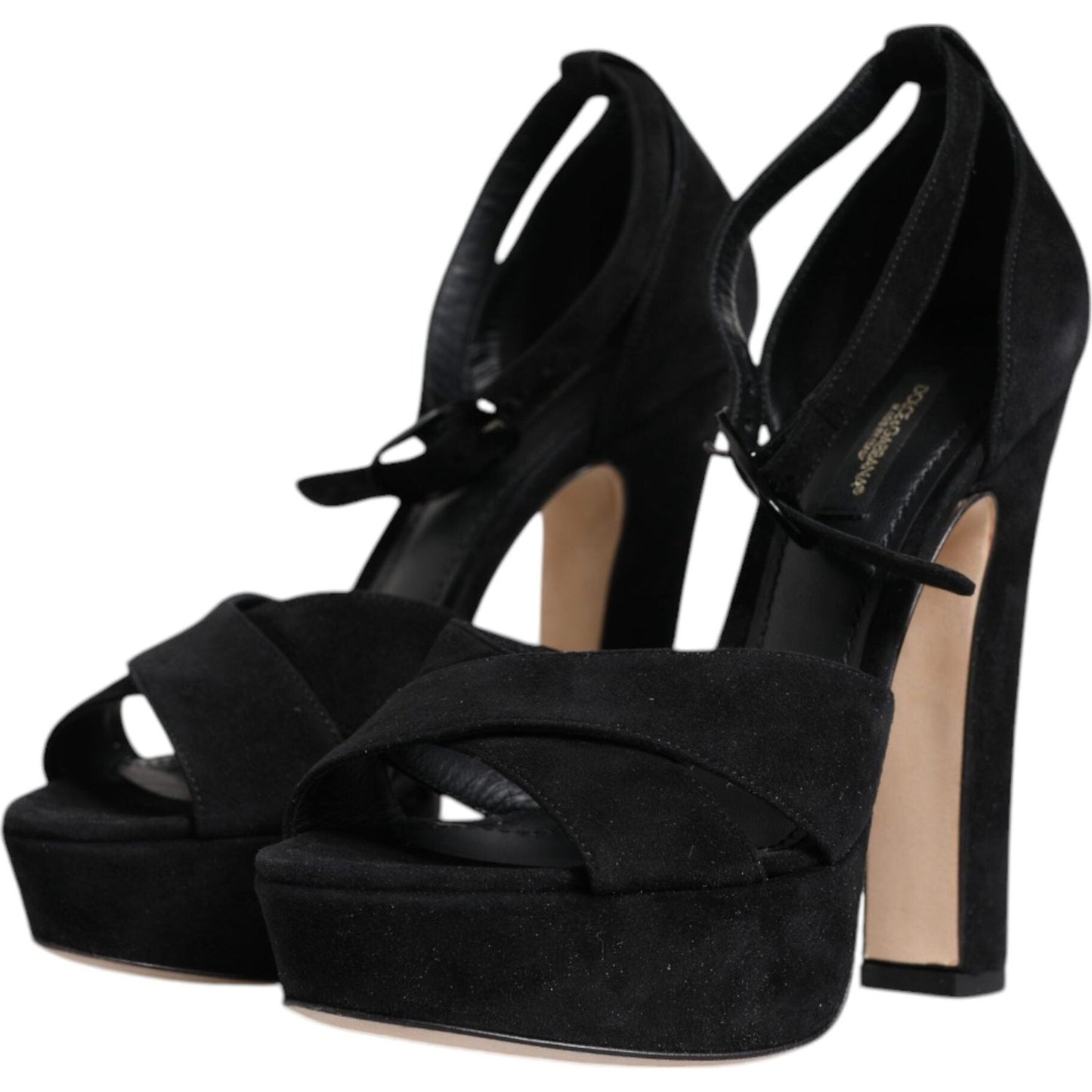 Dolce & Gabbana Black Leather Platform Heels Sandals Shoes Dolce & Gabbana Black