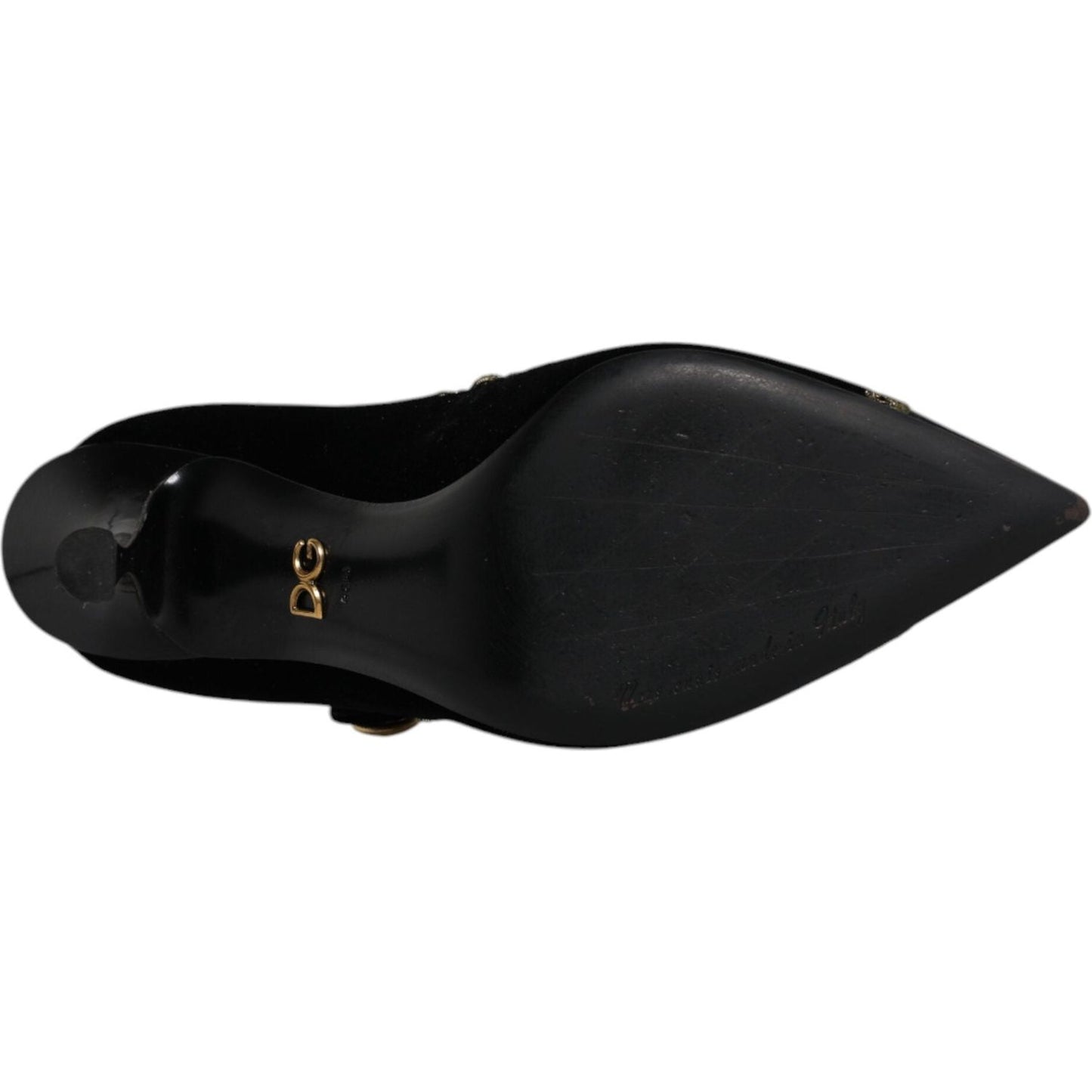 Dolce & Gabbana Black Velvet Gold Mary Janes Pumps Shoes Dolce & Gabbana Black