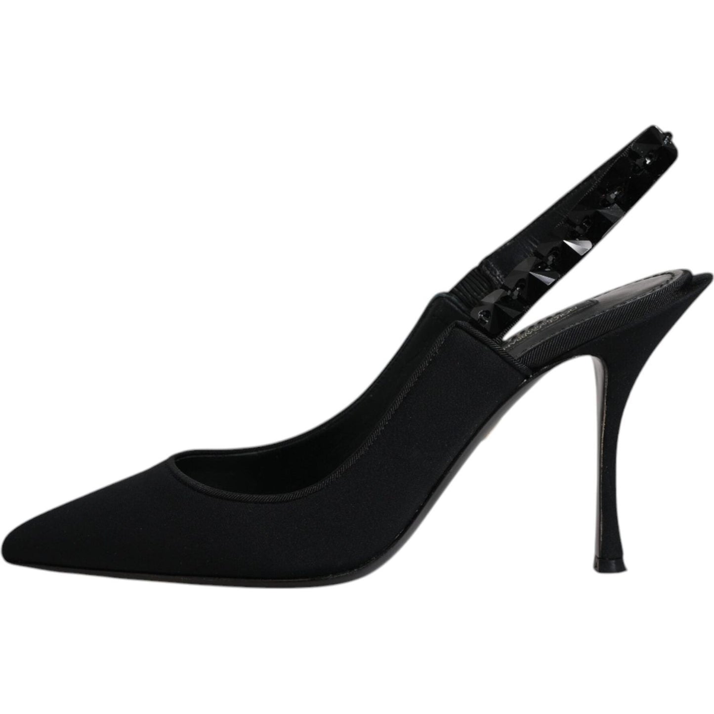 Dolce & Gabbana Black Embellished Charmeuse Slingback Shoes Dolce & Gabbana Black