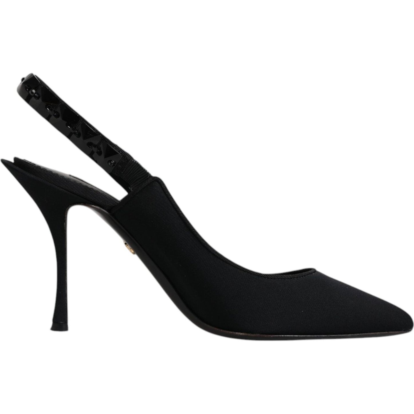 Dolce & Gabbana Black Embellished Charmeuse Slingback Shoes Dolce & Gabbana Black