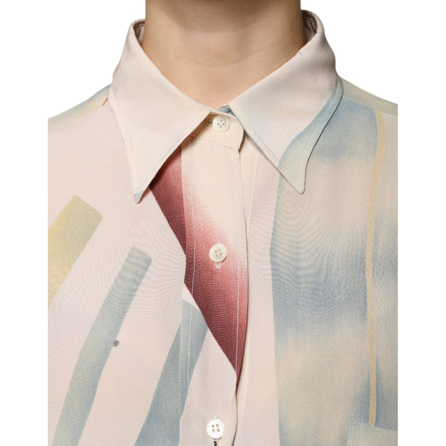 Etro Beige Printed Collared Buttoned Long Sleeves Blouse Top Etro Gray