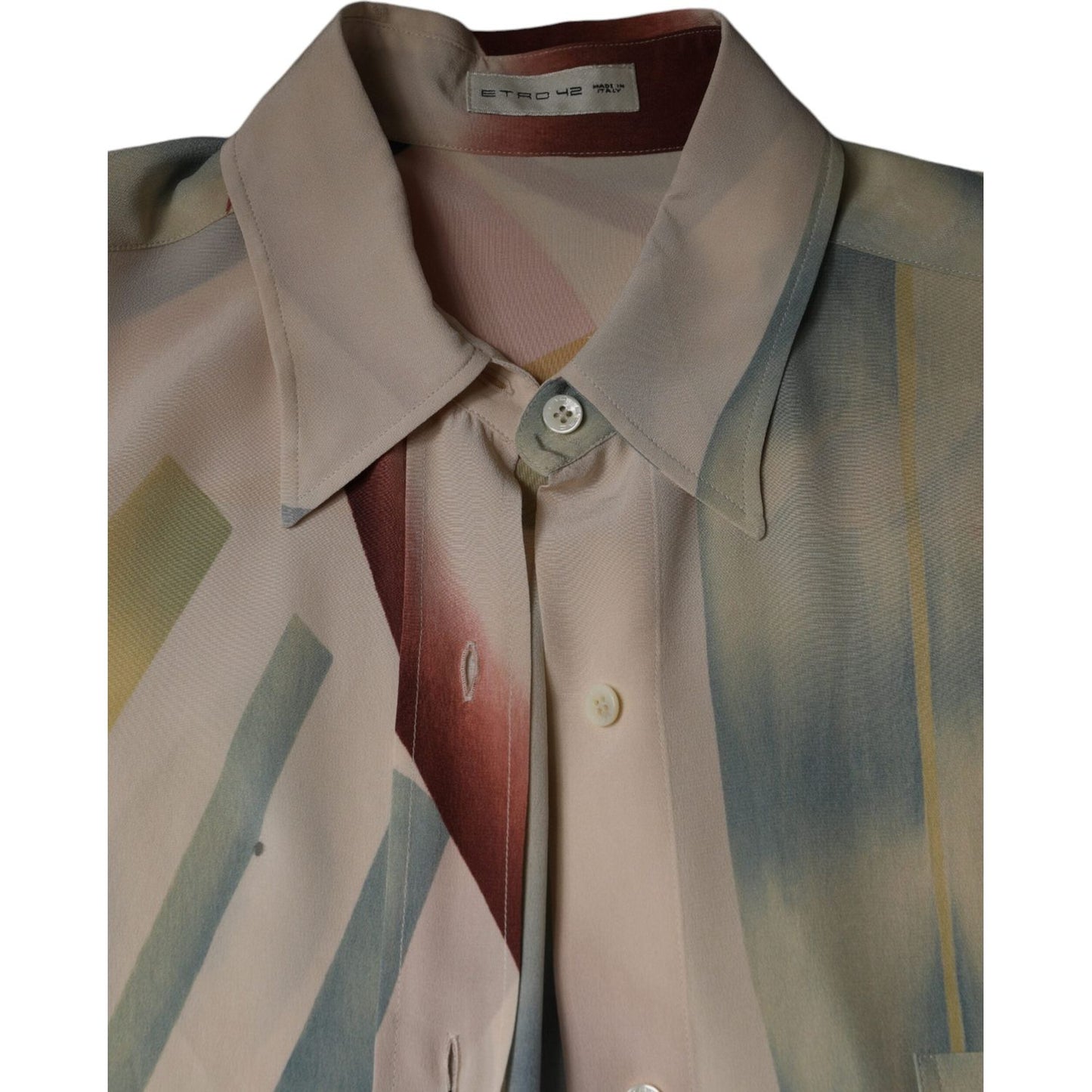 Etro Beige Printed Collared Buttoned Long Sleeves Blouse Top Etro Dim Gray