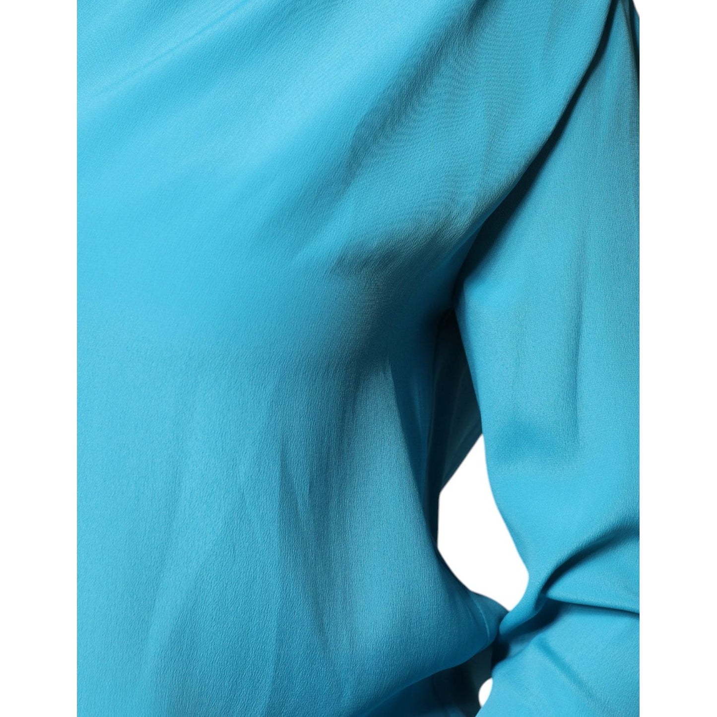 Boutique Moschino Blue Round Neckline Long Sleeves Blouse Top Boutique Moschino Medium Turquoise