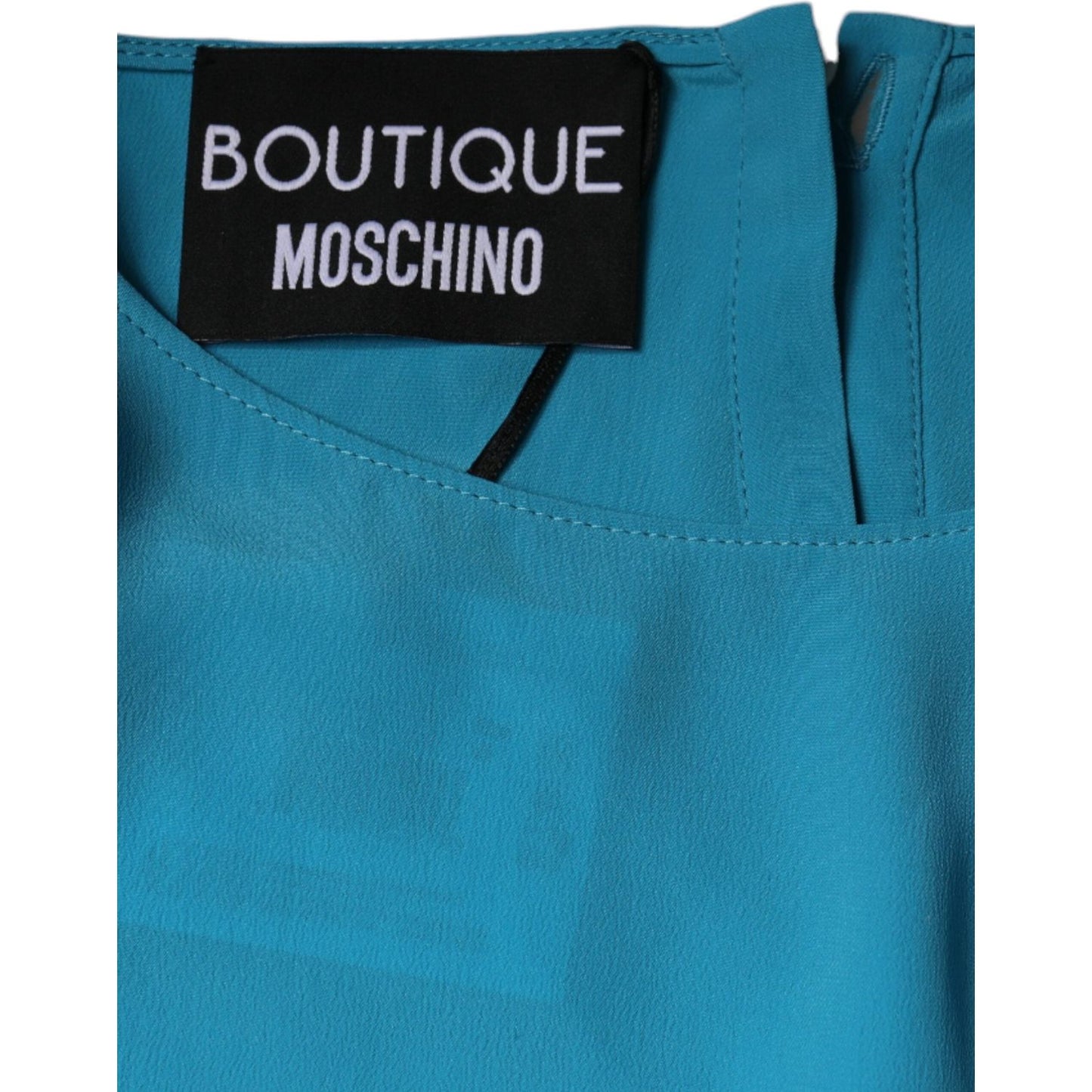 Boutique Moschino Blue Round Neckline Long Sleeves Blouse Top Boutique Moschino Dark Cyan
