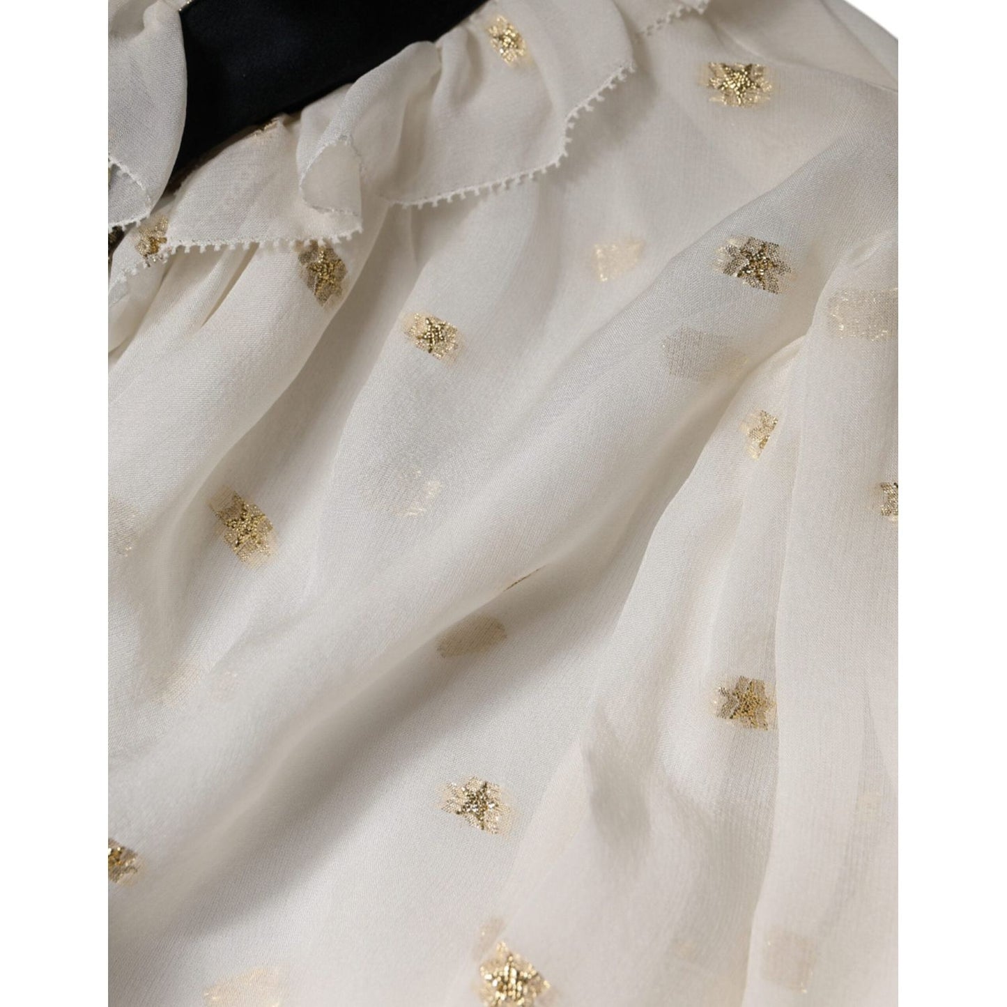 Dolce & Gabbana Off White Silk Blend Ascot Collar Blouse Top Dolce & Gabbana Gray