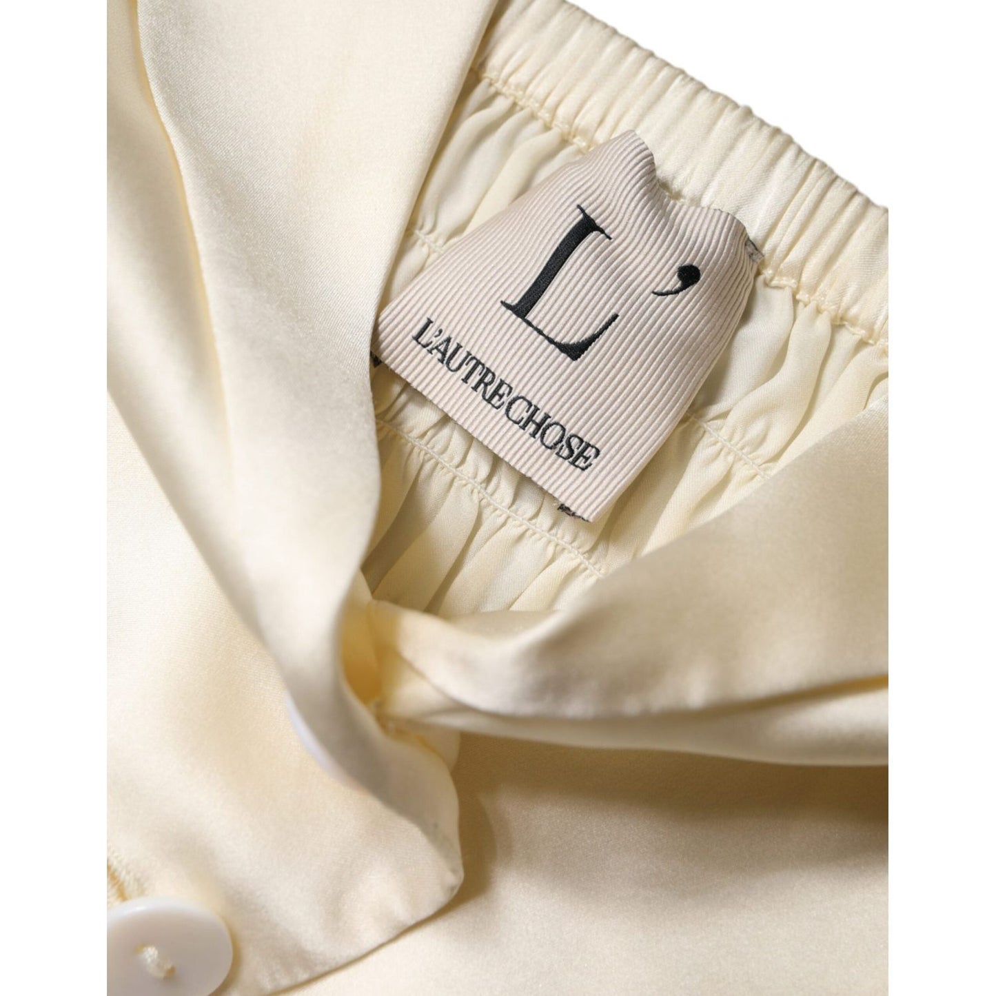 L'Autre Chose Off White Silk Sleeveless Buttoned Halter Top L'Autre Chose Light Gray