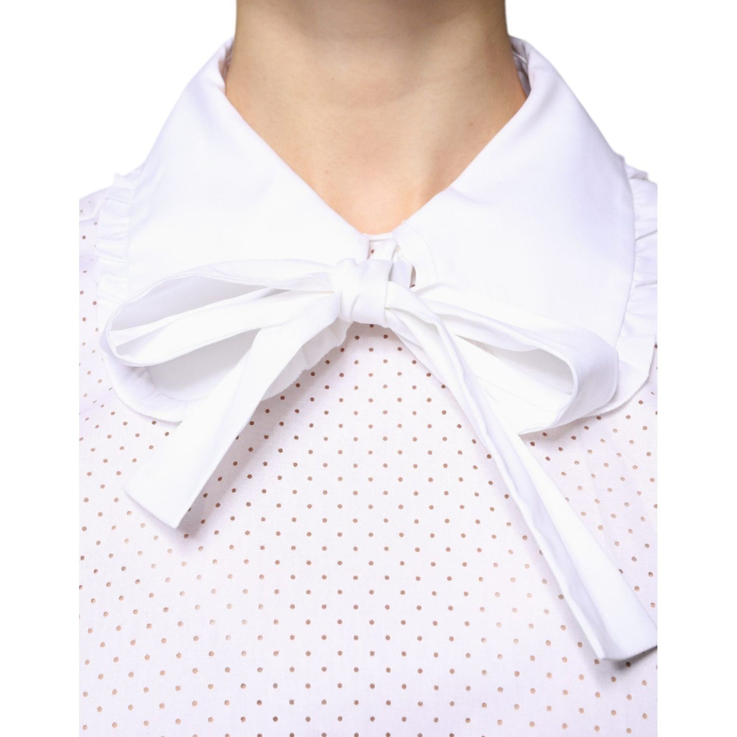 Valentino White Cotton Short Sleeves Collared Blouse Top Valentino White Smoke