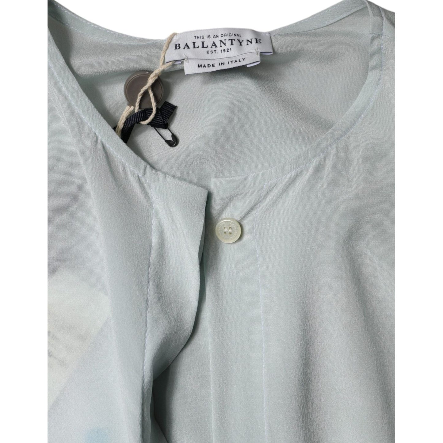 Ballantyne Light Blue Silk Ascot Collared Long Sleeves Top Ballantyne Dark Gray