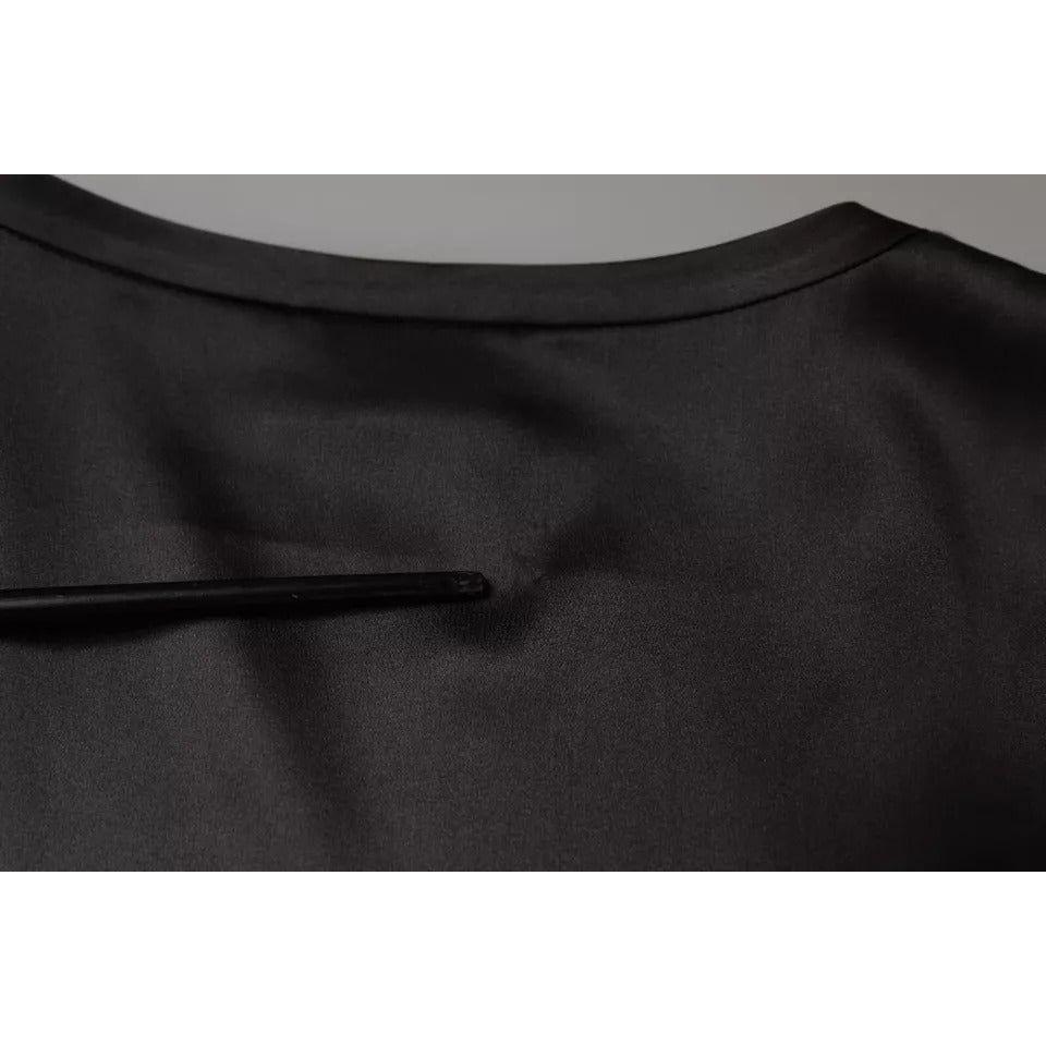 Brunello Cucinelli Black Silk Blend Sleeveless Tank Top Brunello Cucinelli Dark Slate Gray