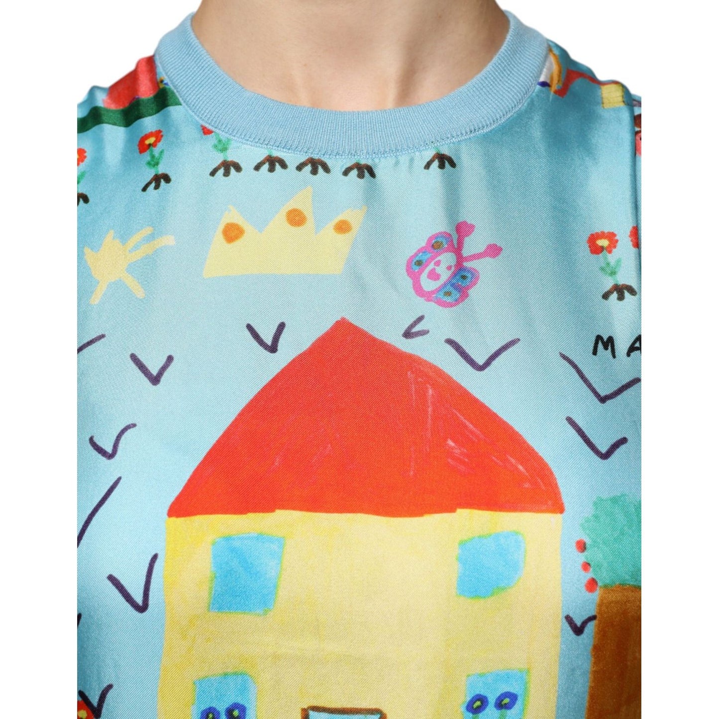 Dolce & Gabbana Blue Drawing Cashmere Sleeveless Tank Top Dolce & Gabbana Gray