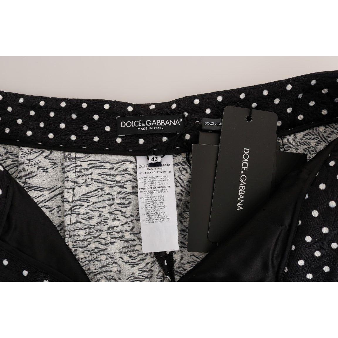 Dolce & Gabbana Black Polka Dot Sicily Crystal Pants BYX1127-1