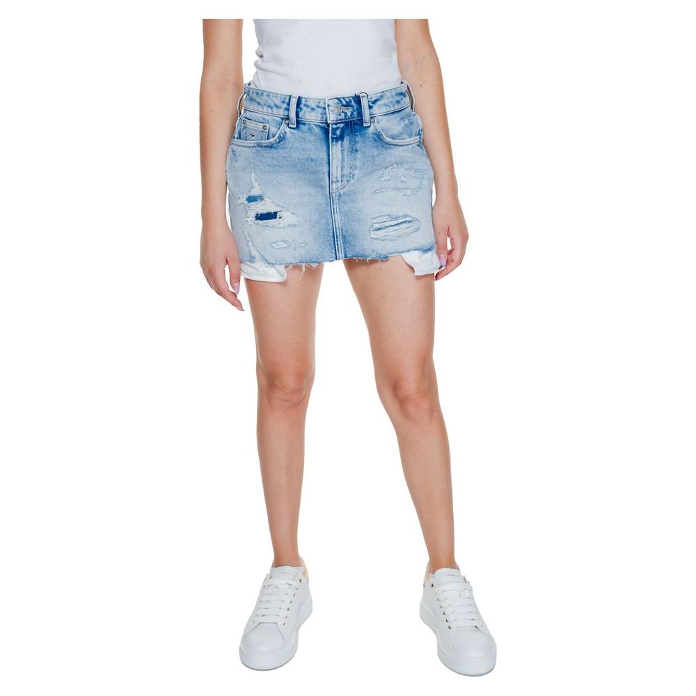 Tommy Hilfiger Jeans Light Blue Recycled Cotton Skirt Tommy Hilfiger Jeans Dark Gray