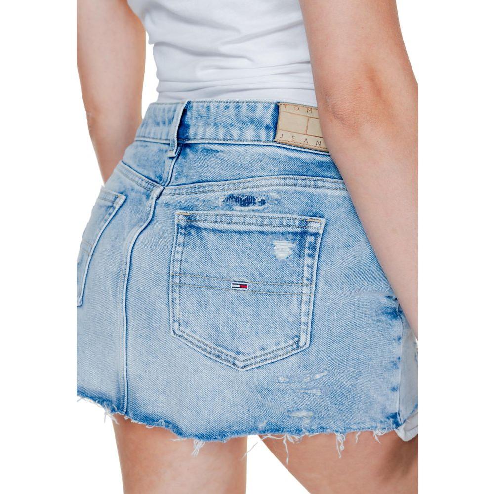 Tommy Hilfiger Jeans Light Blue Recycled Cotton Skirt Tommy Hilfiger Jeans Gray