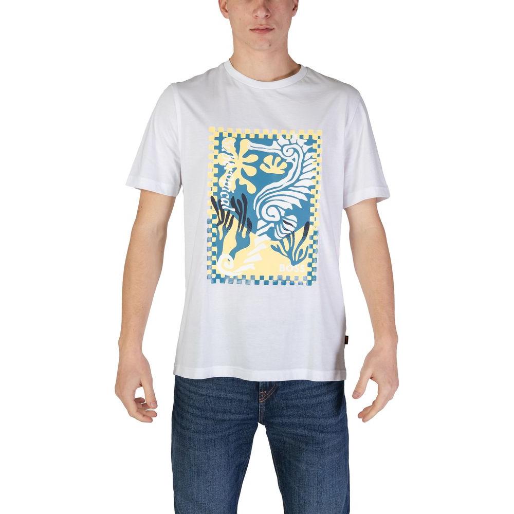 Hugo Boss White Cotton T-Shirt Hugo Boss Dark Slate Gray