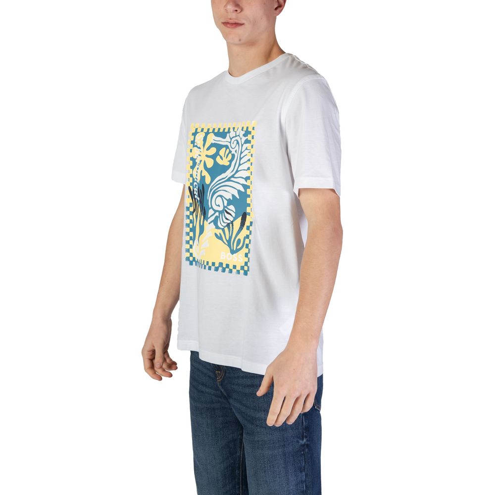 Hugo Boss White Cotton T-Shirt Hugo Boss Light Gray