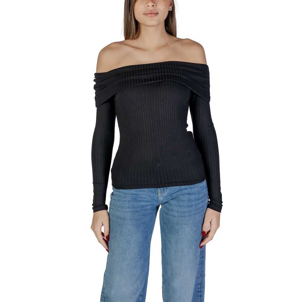 Jacqueline De Yong Black Viscose Tops & T-Shirt Jacqueline De Yong Dark Slate Gray