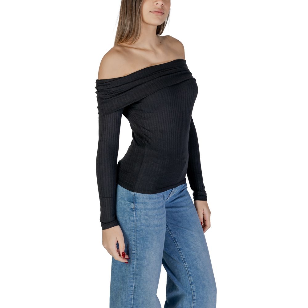 Jacqueline De Yong Black Viscose Tops & T-Shirt Jacqueline De Yong Dark Slate Gray