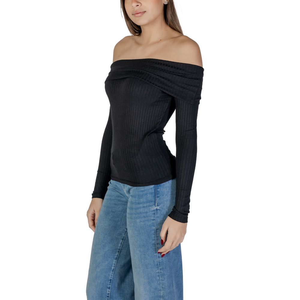 Jacqueline De Yong Black Viscose Tops & T-Shirt Jacqueline De Yong Dark Slate Gray