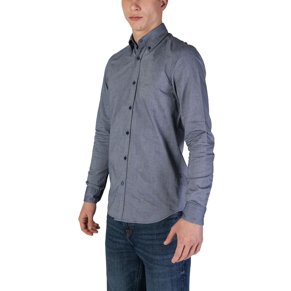 Hugo Boss Blue Cotton Shirt Hugo Boss Dim Gray