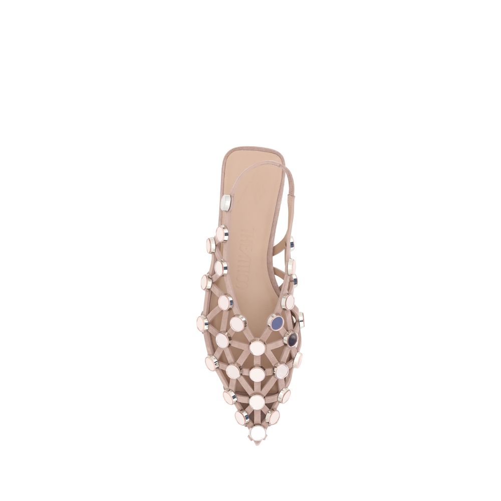 The Attico Grid Ballerinas The Attico Tan