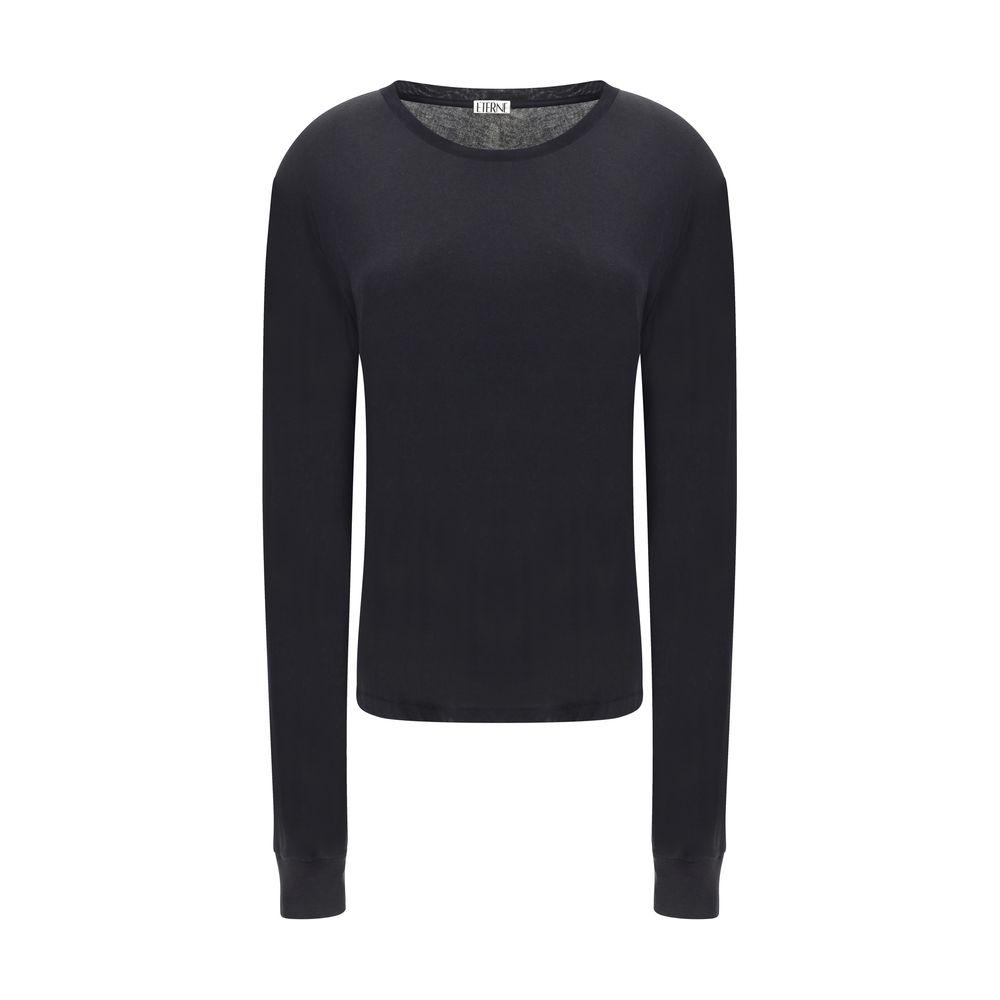 Éterne Boyfriend Long Sleeve Jersey with ribbed crew neck and cuffs, monochrome design, regular fit for a classic look.