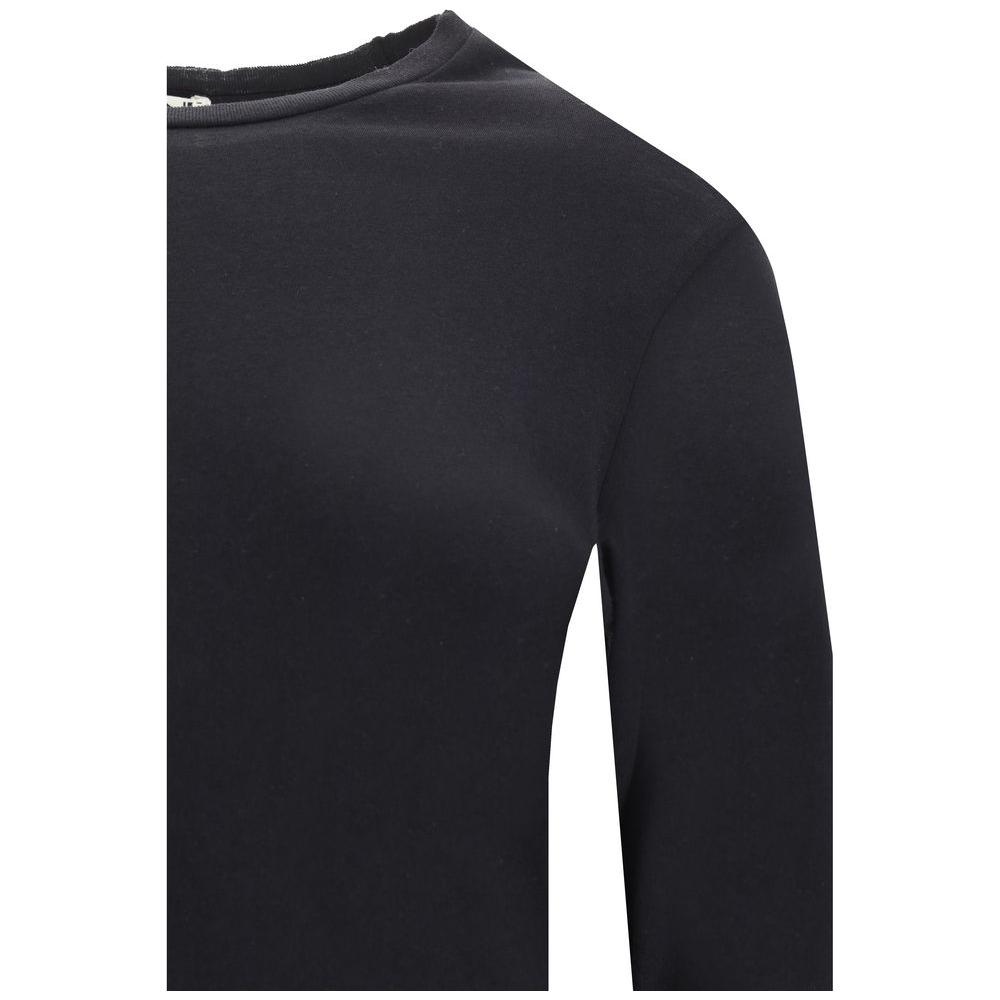 Éterne Boyfriend Long Sleeve Jersey with ribbed crew neck and monochrome pattern, showcasing ribbed cuffs and regular fit design.