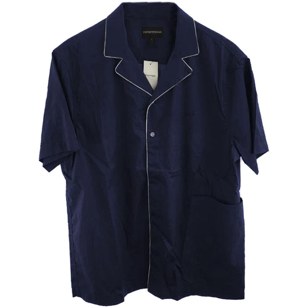 Emporio Armani Blue Cotton Shirt Emporio Armani Black