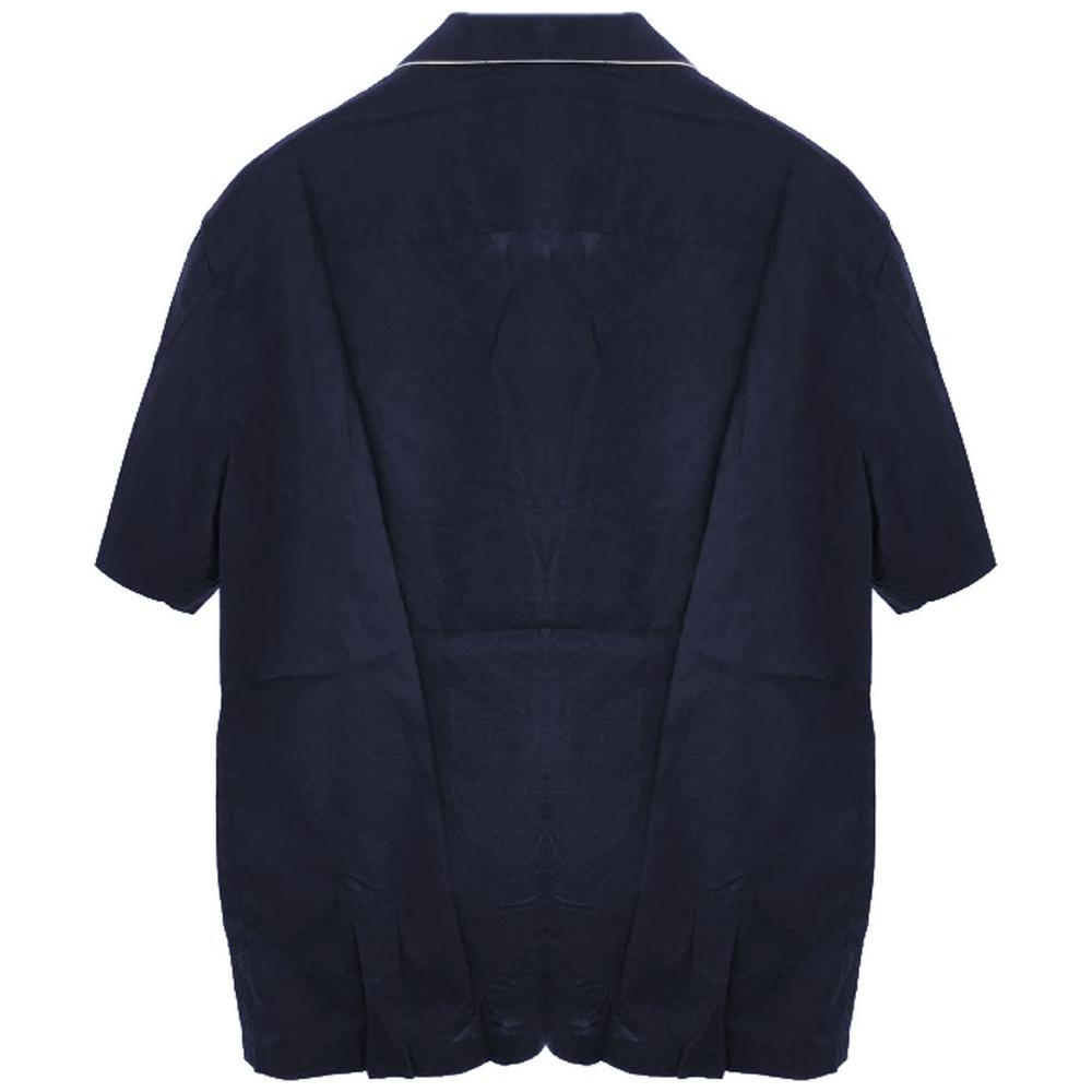 Emporio Armani Blue Cotton Shirt Emporio Armani Dark Slate Gray