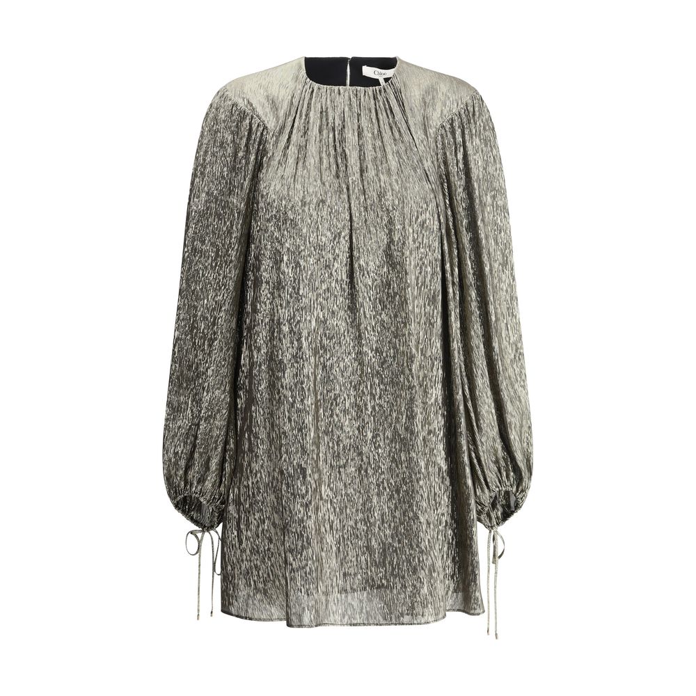 Chloé Silk lamé mini Dress Chloé Slate Gray