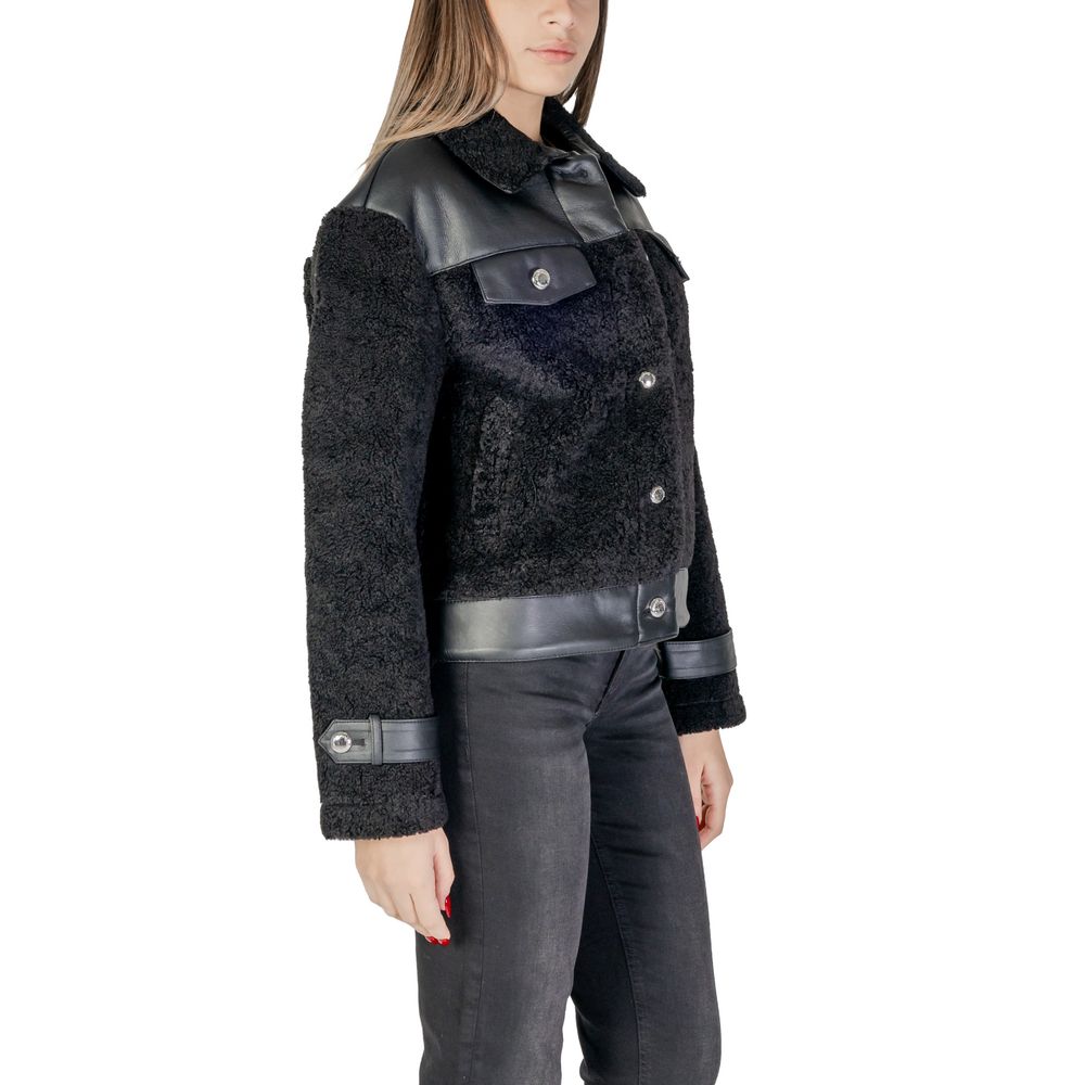 Morgan De Toi Black Polyester Jackets & Coat Morgan De Toi Dark Slate Gray