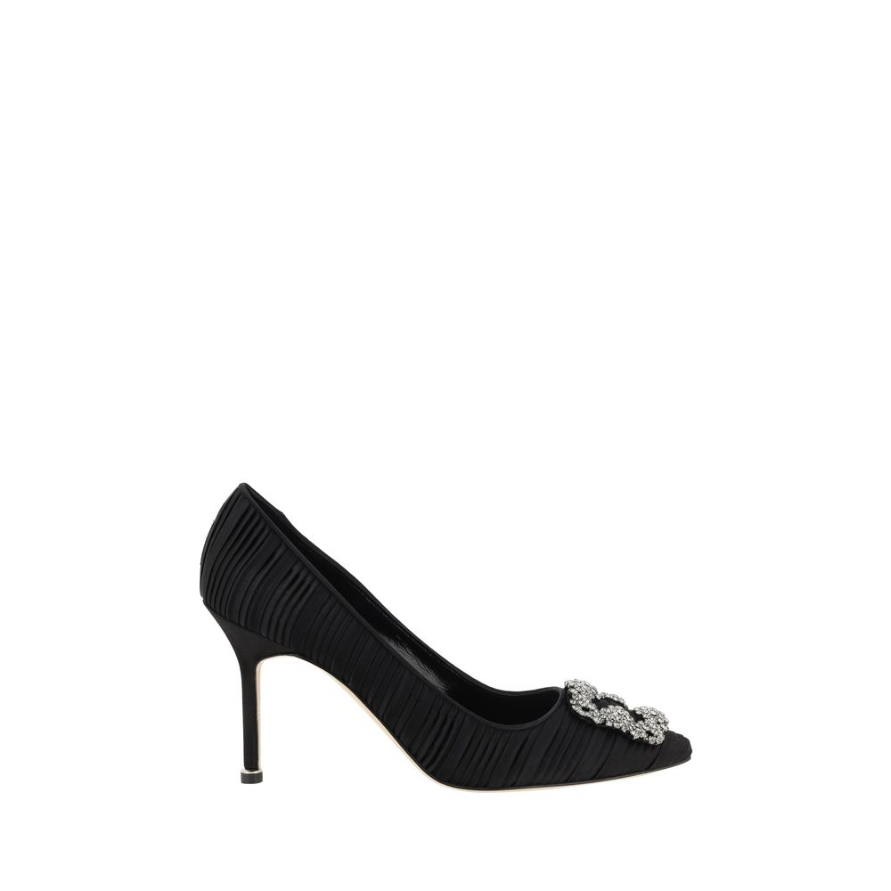 Manolo Blahnik Satin Hangisi Pumps Manolo Blahnik Black
