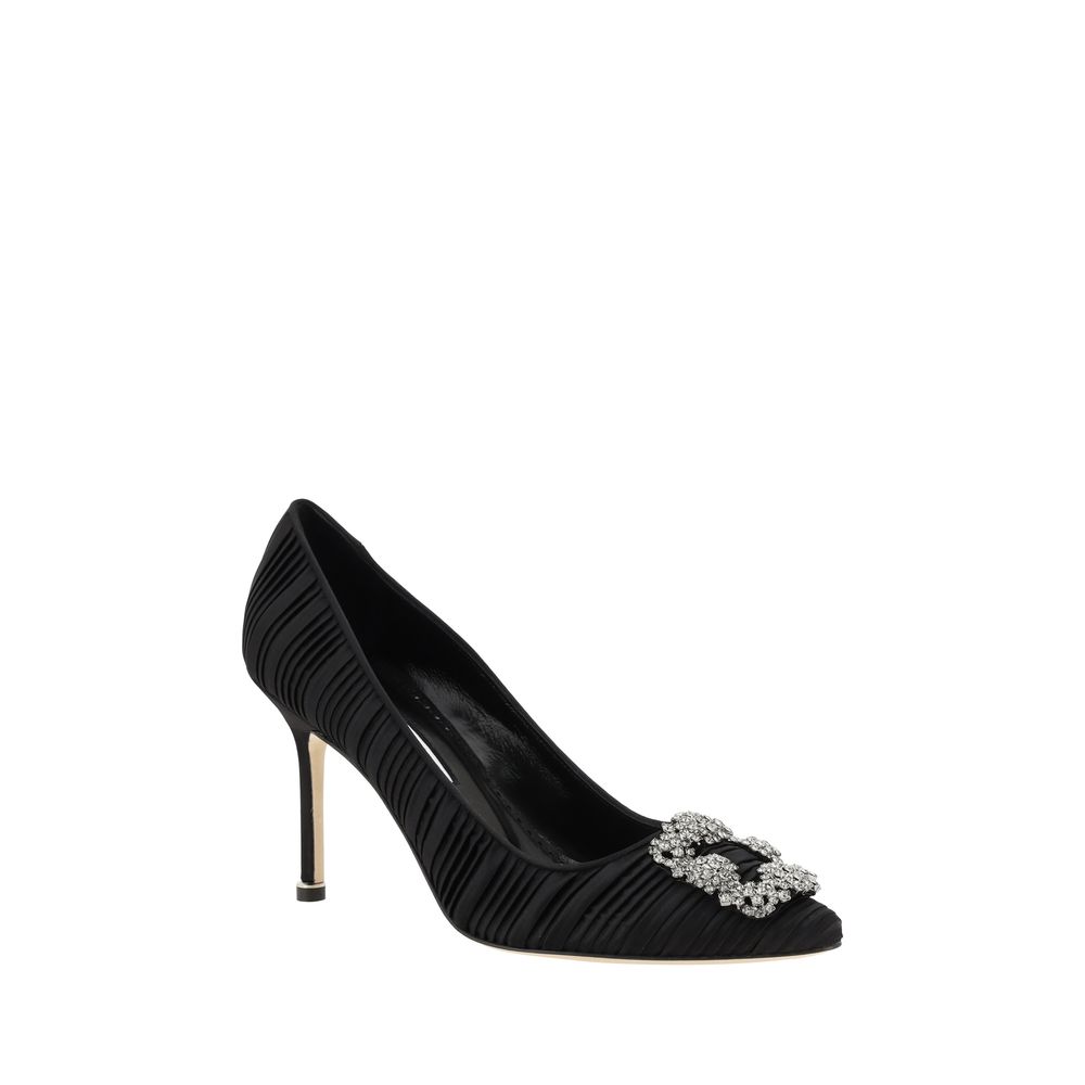 Manolo Blahnik Satin Hangisi Pumps Manolo Blahnik Black