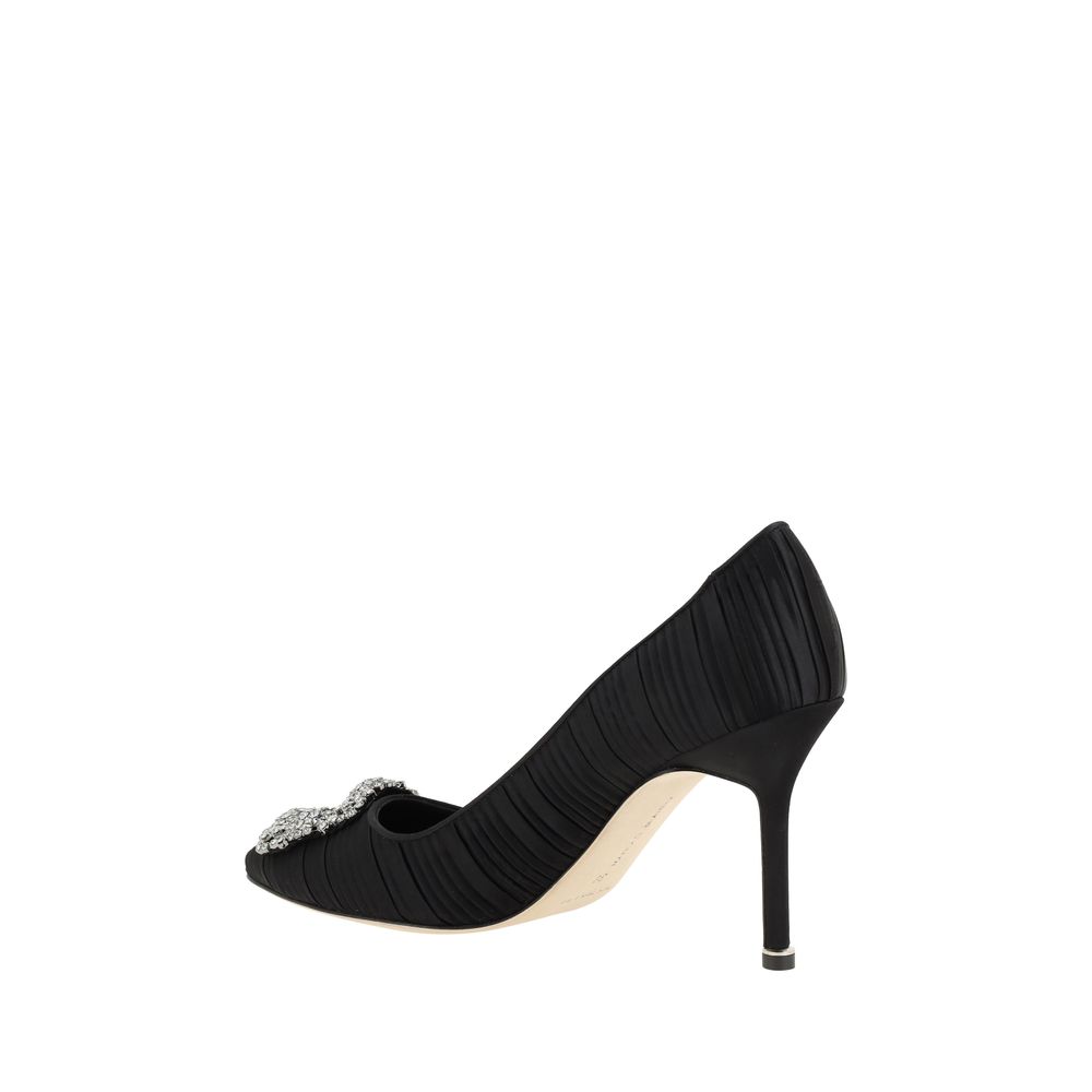 Manolo Blahnik Satin Hangisi Pumps Manolo Blahnik Black
